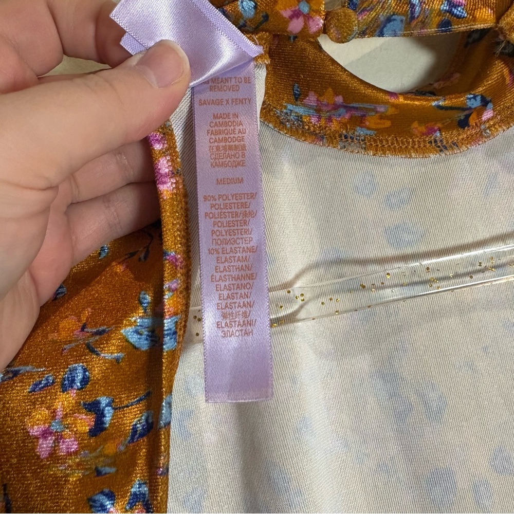 Savage X Fenty Psychedelic Velvet Slip Dress Distorted Bloom Open Back Medium - Picture 8 of 8